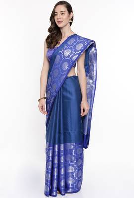 CLASSICATE From The House Of The Chennai Silks Blue Organza Saree With Running Blouse 2