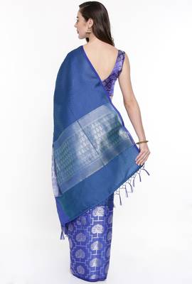 CLASSICATE From The House Of The Chennai Silks Blue Organza Saree With Running Blouse 3