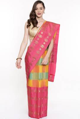 CLASSICATE From The House Of The Chennai Silks Multicolor Organza Saree With Running Blouse 1