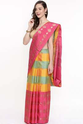 CLASSICATE From The House Of The Chennai Silks Multicolor Organza Saree With Running Blouse 2