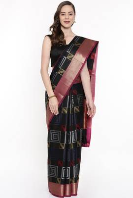 CLASSICATE From The House Of The Chennai Silks Black Organza Saree With Running Blouse 1