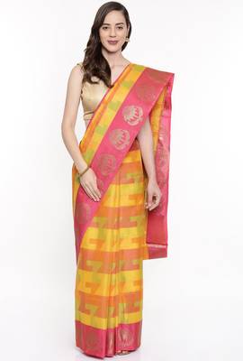 CLASSICATE From The House Of The Chennai Silks Multicolor Organza Saree With Running Blouse 1