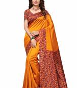 Yellow Printed Art Silk Saree With Blouse