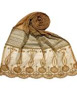 Brown  Premium Cotton Designer Diamond Studed Stole