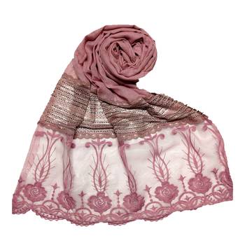 Purple  Premium Cotton Designer Diamond Studed Stole 1