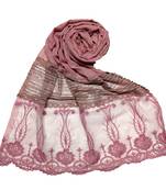 Purple  Premium Cotton Designer Diamond Studed Stole