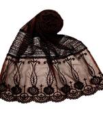 Brown  Premium Cotton Designer Diamond Studed Stole