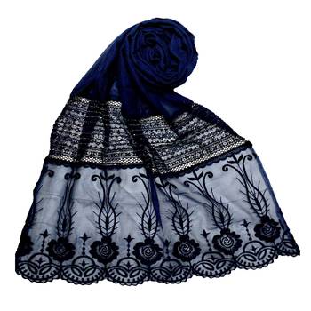 Blue Premium Cotton Designer Diamond Studed Stole 1