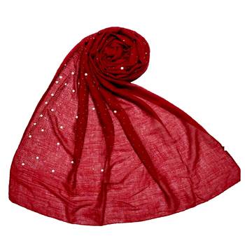 Maroon  Premium Cotton Rain Drop Hijab 1