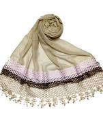 Brown  Premium Cotton Three Liner Bordered Stole
