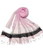 Pink  Premium Cotton Three Liner Bordered Stole