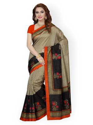 Multicolor Printed Art Silk Saree With Blouse 1