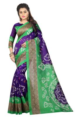 Multicolor Printed Art Silk Saree With Blouse 1