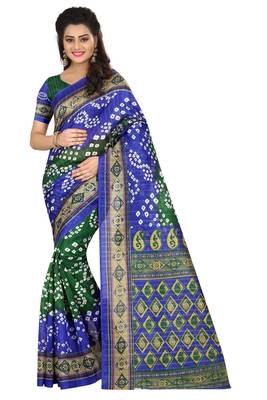 Multicolor Printed Art Silk Saree With Blouse 1