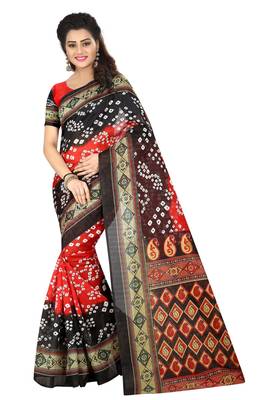 Multicolor Printed Art Silk Saree With Blouse 1