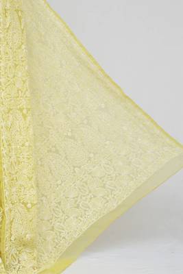 yellow Color Allover Heavy Palla Hand Embroidered Lucknowi Chikankari saree with blouse   2