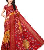 Multicolor Printed Art Silk Saree With Blouse