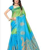 multicolor printed art silk saree with blouse