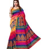 Multicolor Printed Art Silk Saree With Blouse