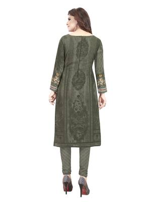 Grey Printed Unstitched Salwar Suit Dress Material With Dupatta 2