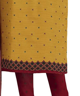 Mustard & Maroon Printed Unstitched Salwar Suit Dress Material With Dupatta 4