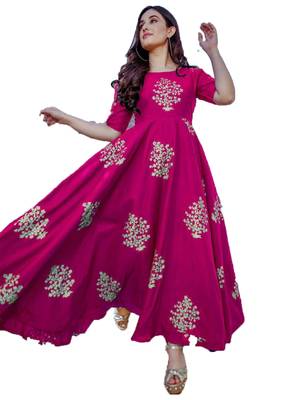 Pink printed rayon salwar 1