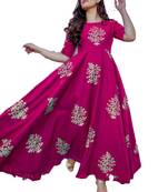 Pink printed rayon salwar