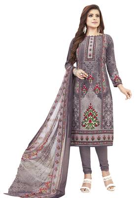 Purple Printed Unstitched Salwar Suit Dress Material With Dupatta 1