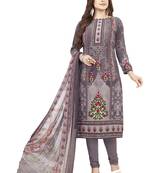Purple Printed Unstitched Salwar Suit Dress Material With Dupatta
