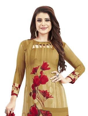 Beige Printed Unstitched Salwar Suit Dress Material With Dupatta 3