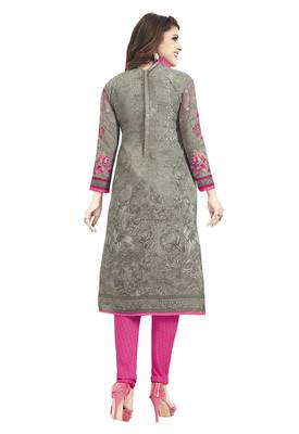 Grey & Pink Printed Unstitched Salwar Suit Dress Material With Dupatta 2