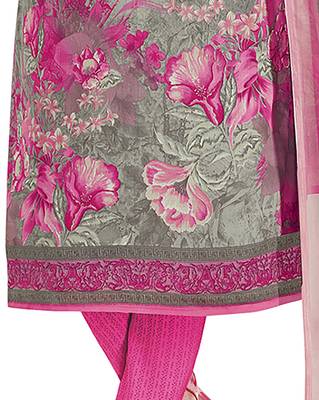 Grey & Pink Printed Unstitched Salwar Suit Dress Material With Dupatta 4