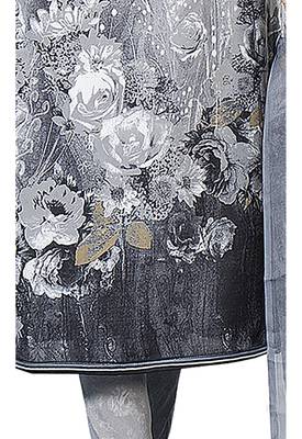 Grey Printed Unstitched Salwar Suit Dress Material With Dupatta 4