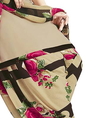 Beige Printed Unstitched Salwar Suit Dress Material With Dupatta 3