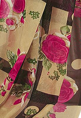 Beige Printed Unstitched Salwar Suit Dress Material With Dupatta 4