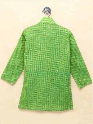 Green printed cotton boys-kurta-pyjama 2