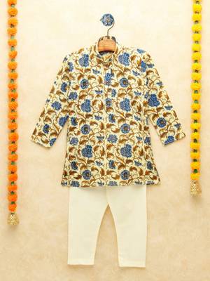 Multicolor printed cotton boys-kurta-pyjama 1