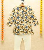 Multicolor printed cotton boys-kurta-pyjama