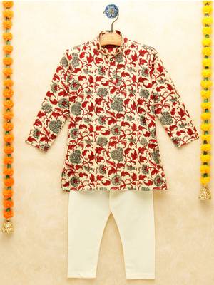 Multicolor printed cotton boys-kurta-pyjama 1