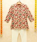 Multicolor printed cotton boys-kurta-pyjama