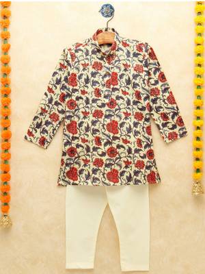 Multicolor printed cotton boys-kurta-pyjama 1