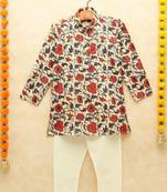 Multicolor printed cotton boys-kurta-pyjama