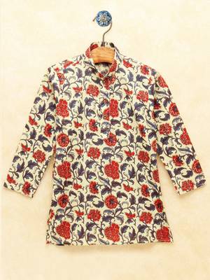 Multicolor printed cotton boys-kurta-pyjama 3