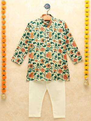 Multicolor printed cotton boys-kurta-pyjama 1