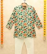 Multicolor printed cotton boys-kurta-pyjama
