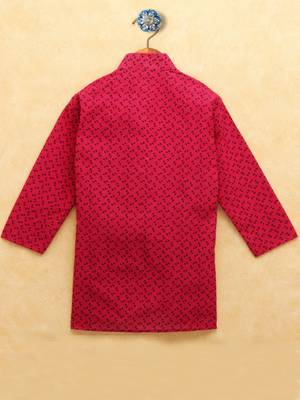Orange printed cotton boys-kurta-pyjama 2
