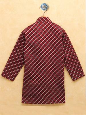 Maroon printed cotton boys-kurta-pyjama 2