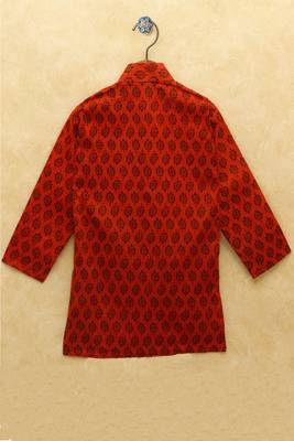 Maroon printed cotton boys-kurta-pyjama 2