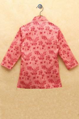 Pink printed cotton boys-kurta-pyjama 2