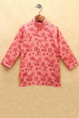 Pink printed cotton boys-kurta-pyjama 3